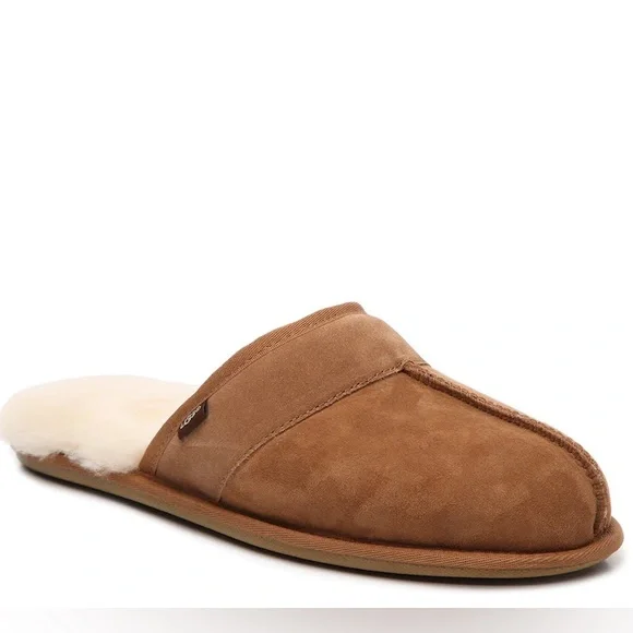 UGG slippers men’s UGG slippers suede upper shearling lining chestnut color - Picture 2 of 7